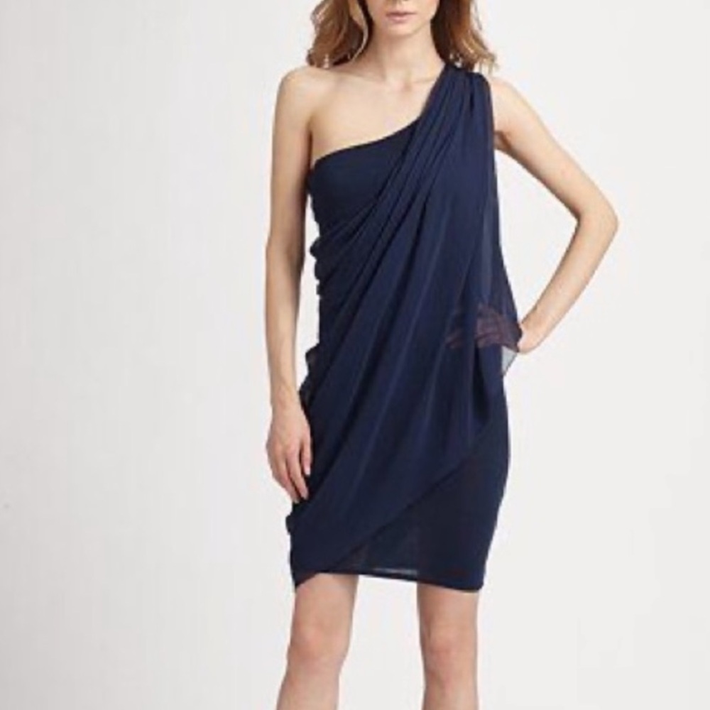 Alice + Olivia Midnight Blue One Shoulder Dress Slight As Is XS